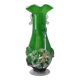 Vase Murano vert foncé fait main avec détails floraux en verre transparent