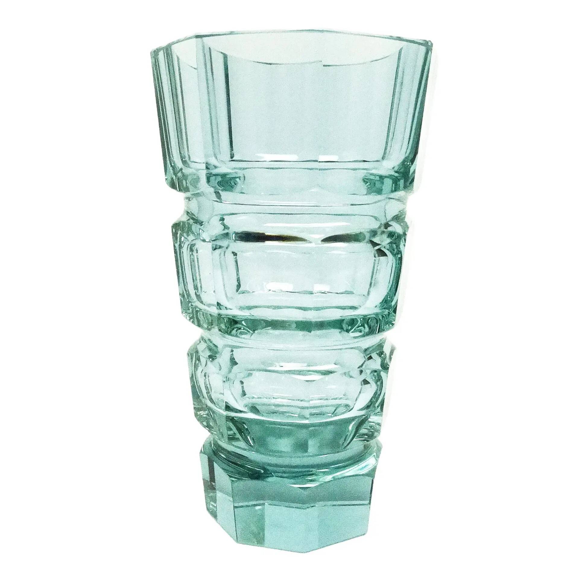 Vase Art Déco, verre alexandrite, design de J. Hoffmann, Moser, Tchécoslovaquie, années 1930