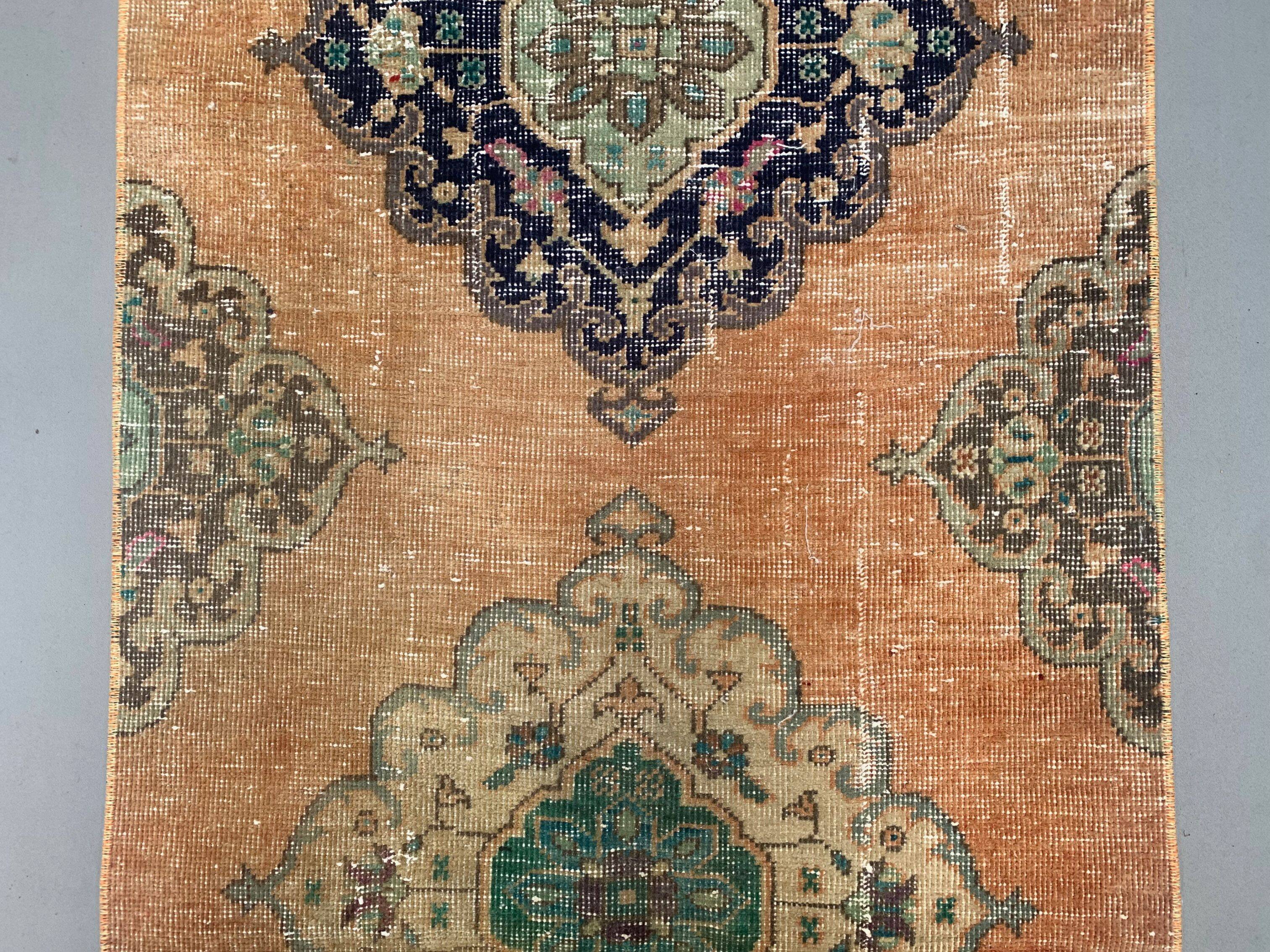 Distressed Turkish Runner 375x80 cm wool Vintage Tribal Rug