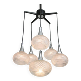 Vintage Italian Crystal and Chrome Chandelier, 70s