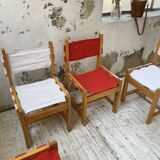 Set of 4 80s colored pine chairs