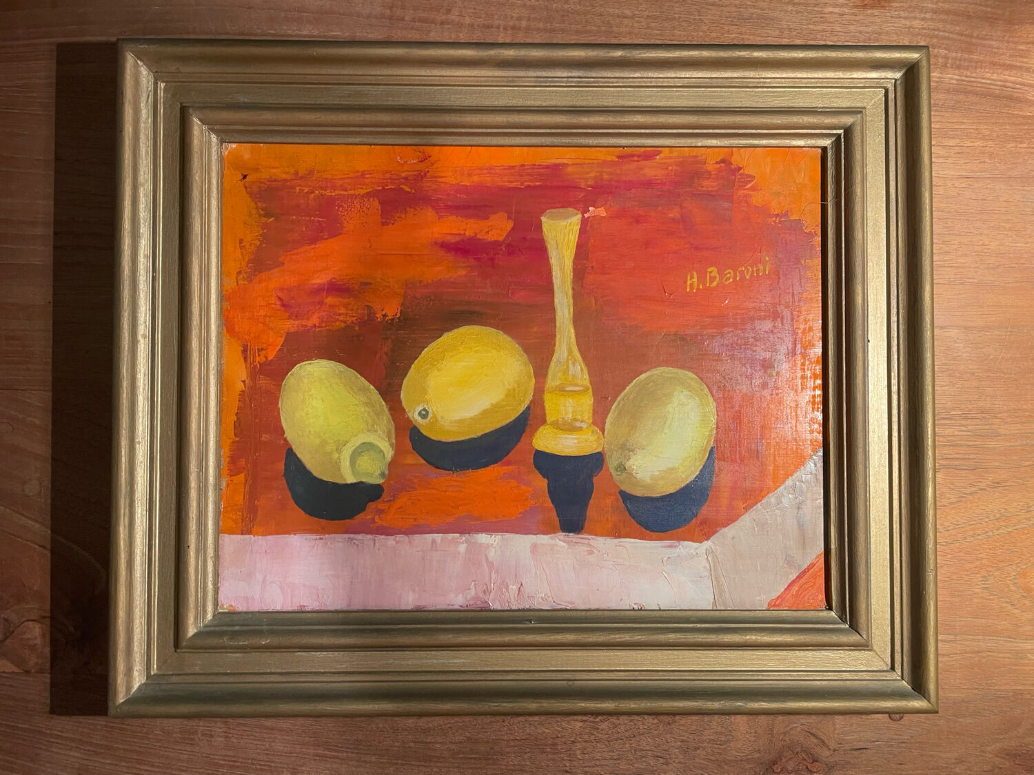 Oil on canvas modern still life signed