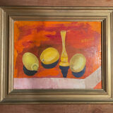 Oil on canvas modern still life signed