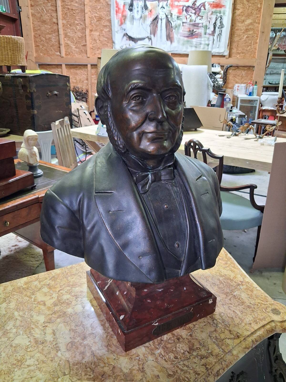 Bust of Jean-Baptiste Dujardin in bronze – Signed Parmer Fecit – 1889