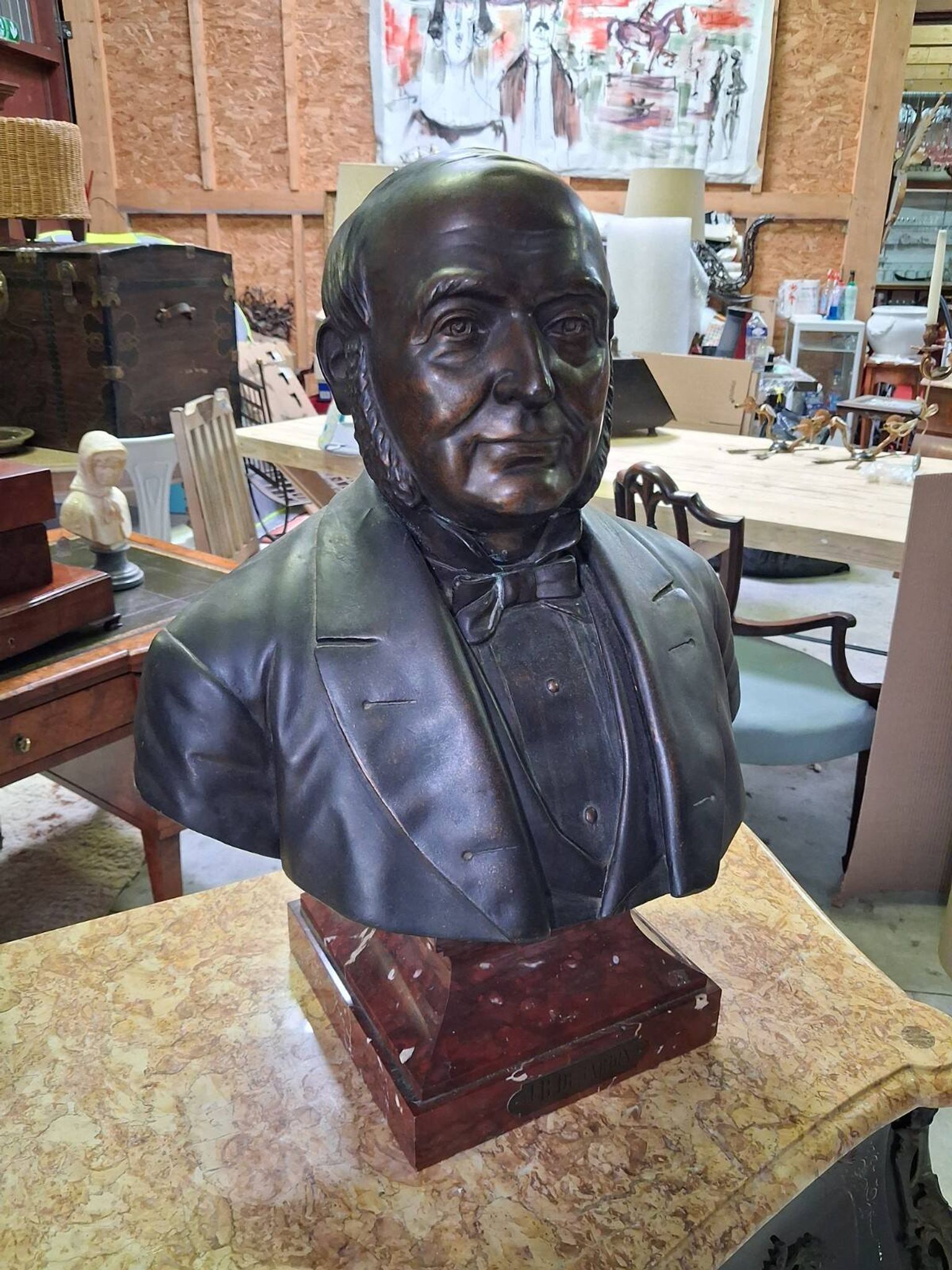 Bust of Jean-Baptiste Dujardin in bronze – Signed Parmer Fecit – 1889