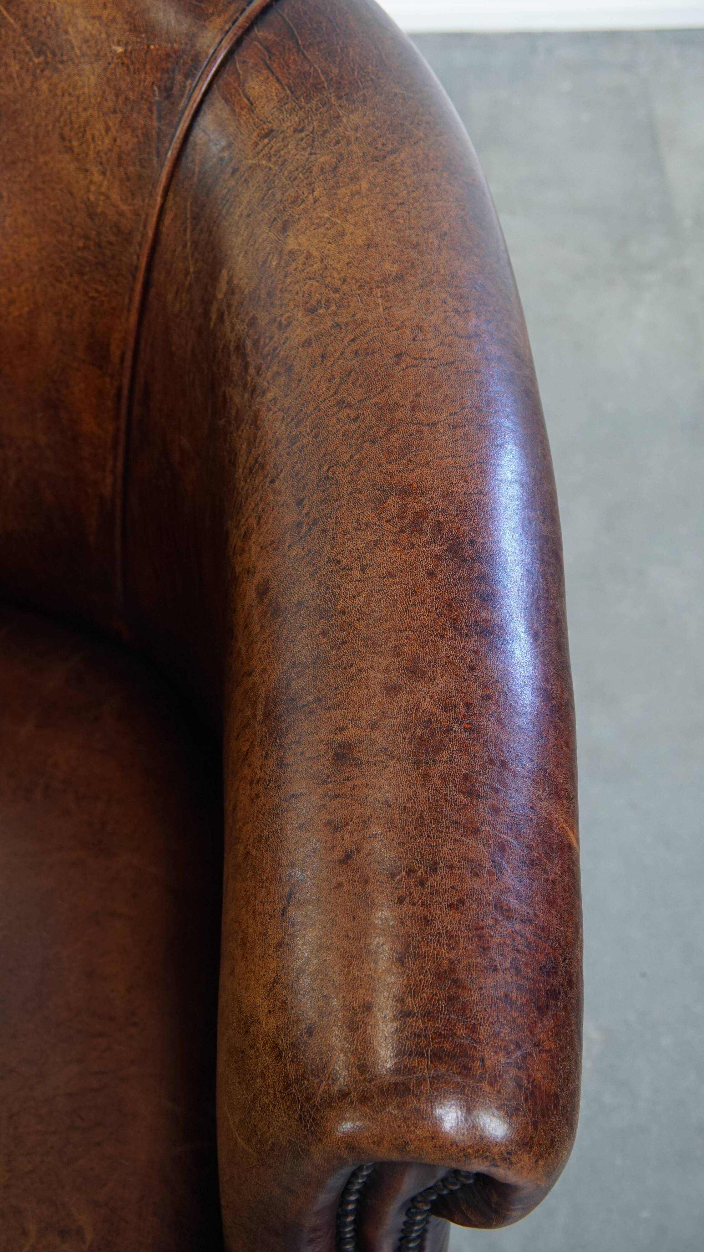 Club chair made of sheepskin leather