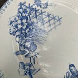 Collectible flat plate, ironstone, malaca, bird, butterfly and flower motif, made in France