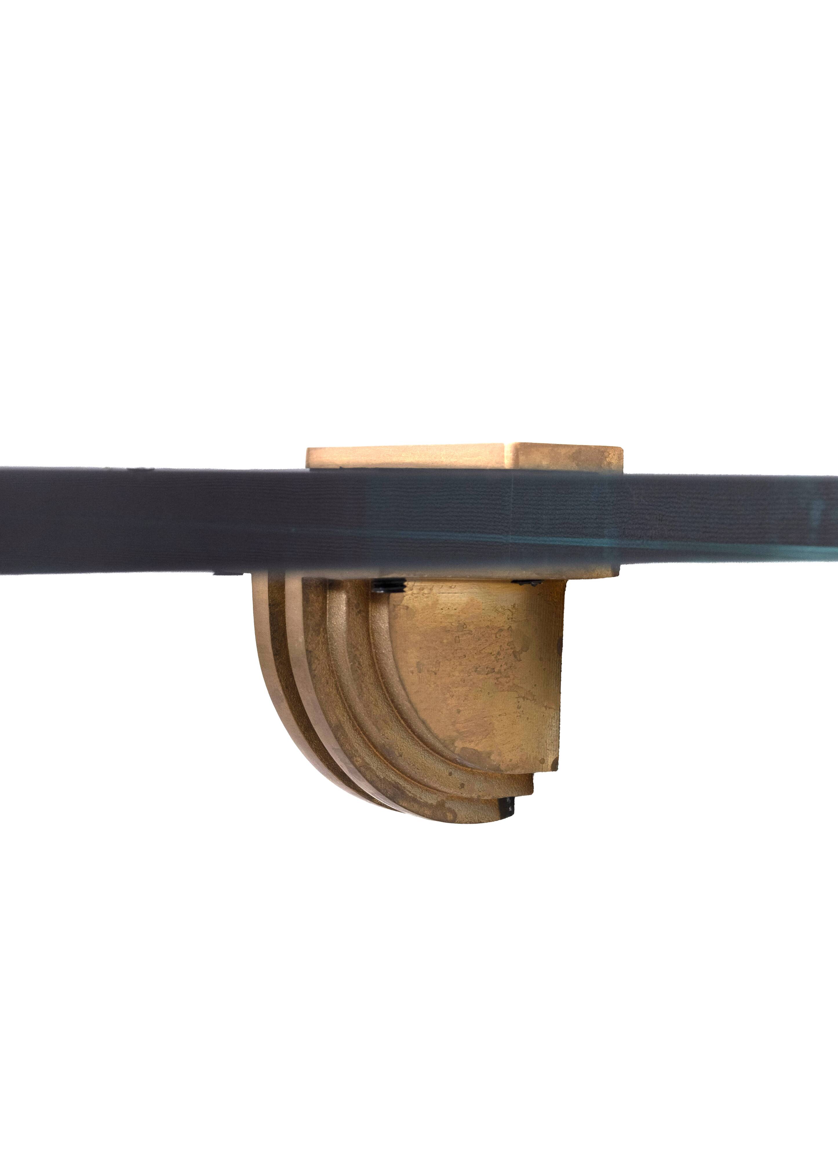 Stunning shelve Glass with Bronze brackets 1970s Peter Ghyczy