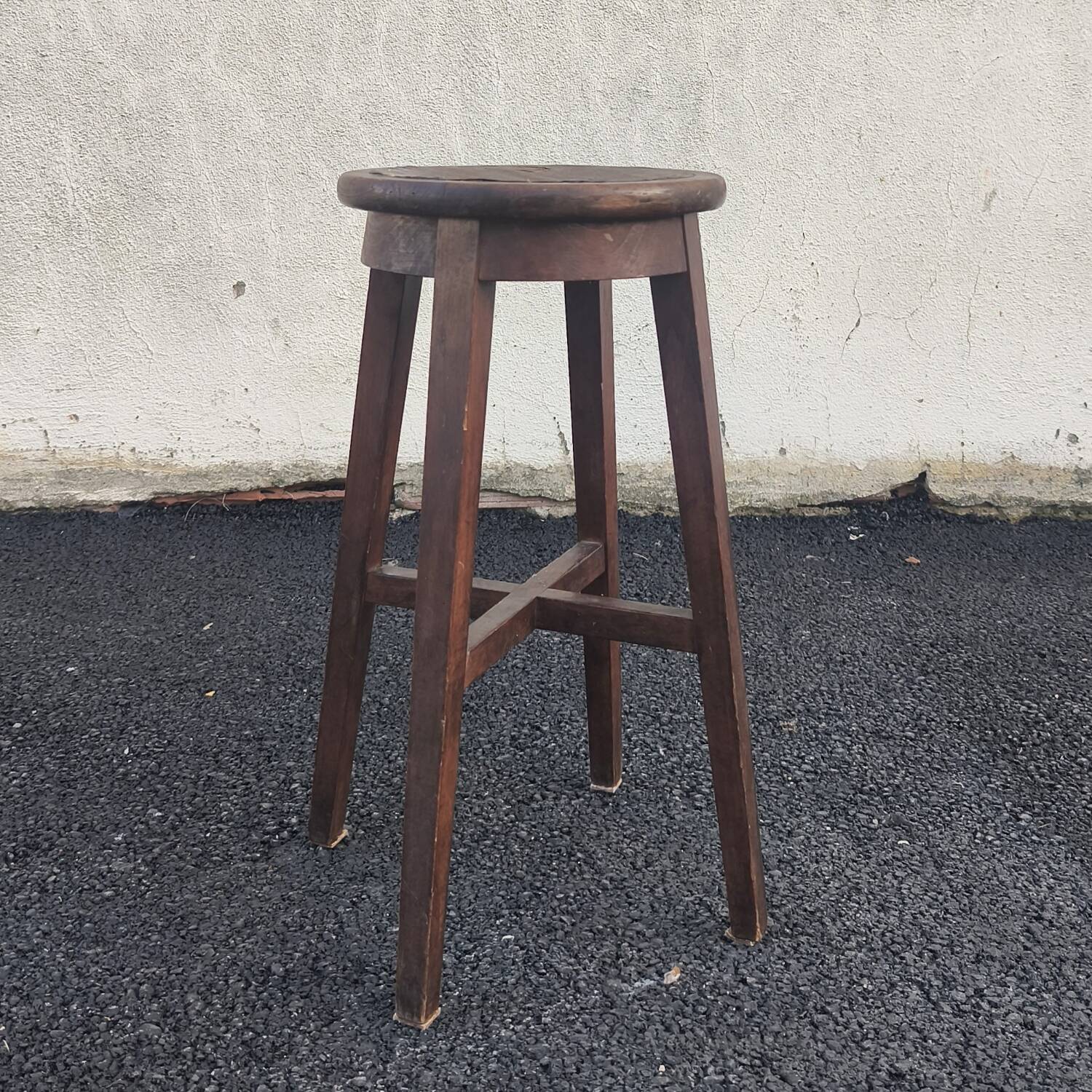 Tabouret haut en chêne massif, 1950