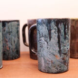 6 glass enamelled ceramic cups by Henry Simon