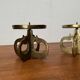 Vintage brutalist metal candle holders, 1970s, set of 2