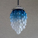 Suspension old cluster in translucent blue and white glass