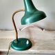 50's 50's green metal articulated desk lamp and golden flexible foot