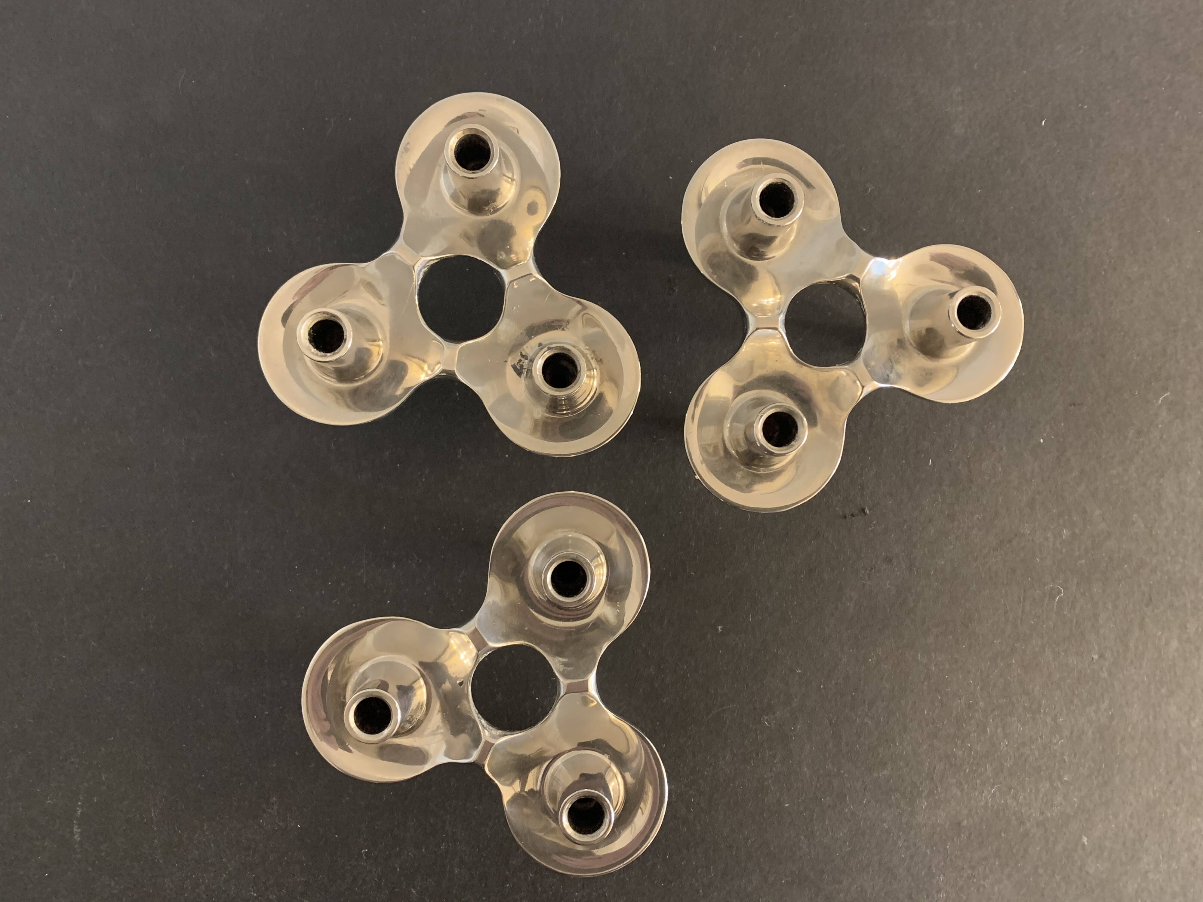 3 metal candlesticks 1970