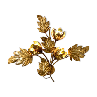 Applique florale, feuilles et fleurs, Hans Kögl en métal doré