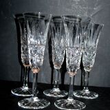 Set of 5 tarn champagne flutes in cut crystal from saint-louis h18.7cm