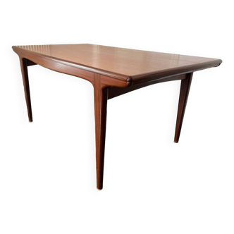 Grande table de salle à manger en teck avec rallonges cachées - 6 à 10 pers - Johannes Andersen pour Uldum Mobelfabrik (Danemark) - 1960 (160 à 226cm)