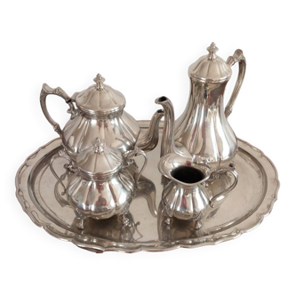 Silver metal service 5 pieces Rose tin