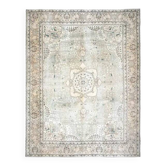 1970s Vintage Persian Handmade Wool Cotton Beige Area Rug 304x405