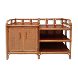 Vintage cane rattan and wood sideboard