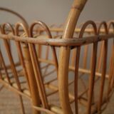 Wicker rattan cradle vintage Scandinavian design retro old toy doll bed