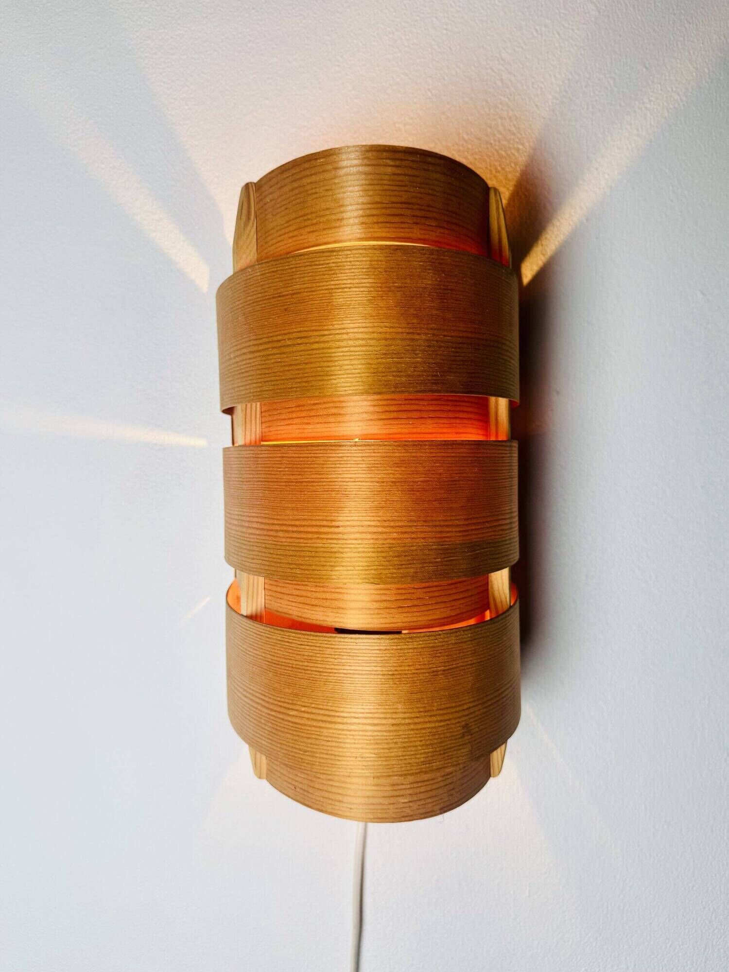 Model V155 Curved Pine Veneer Wall Lamps By Hans-Agne Jakobsson For Markaryd, Sweden 1960S