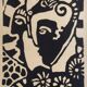 Jean-henri brossat (1946). the 3 faces. linocut.