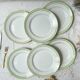 6 Assiettes plates vintage Française Orchies "VILLARS" 1950 blanche verte dorée