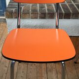 Lot of 4 vintage chairs in orange formica