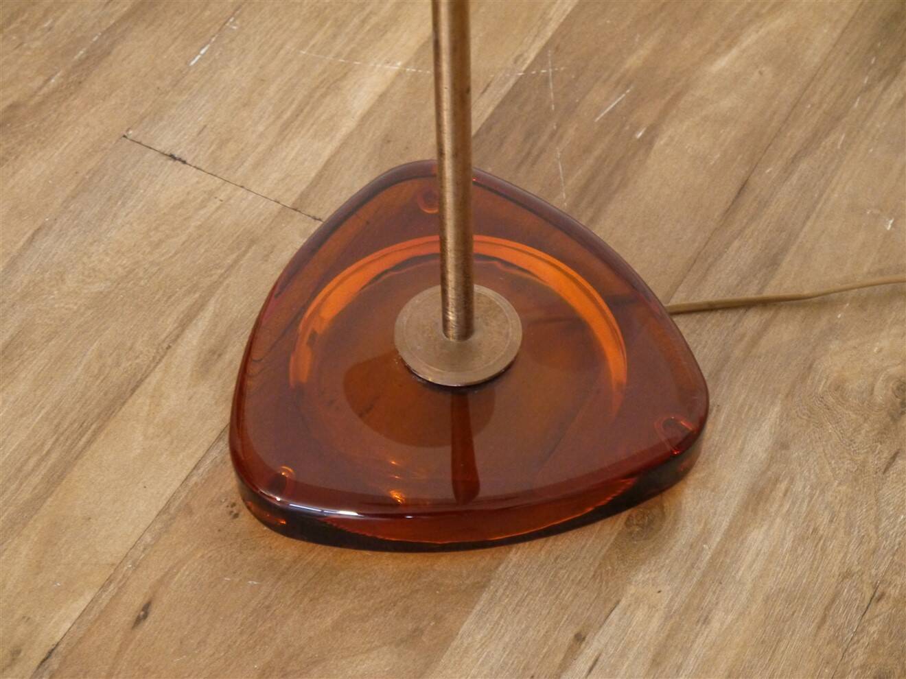 Lampadaire danois en verre, laiton et palissandre 1960