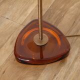 Lampadaire danois en verre, laiton et palissandre 1960