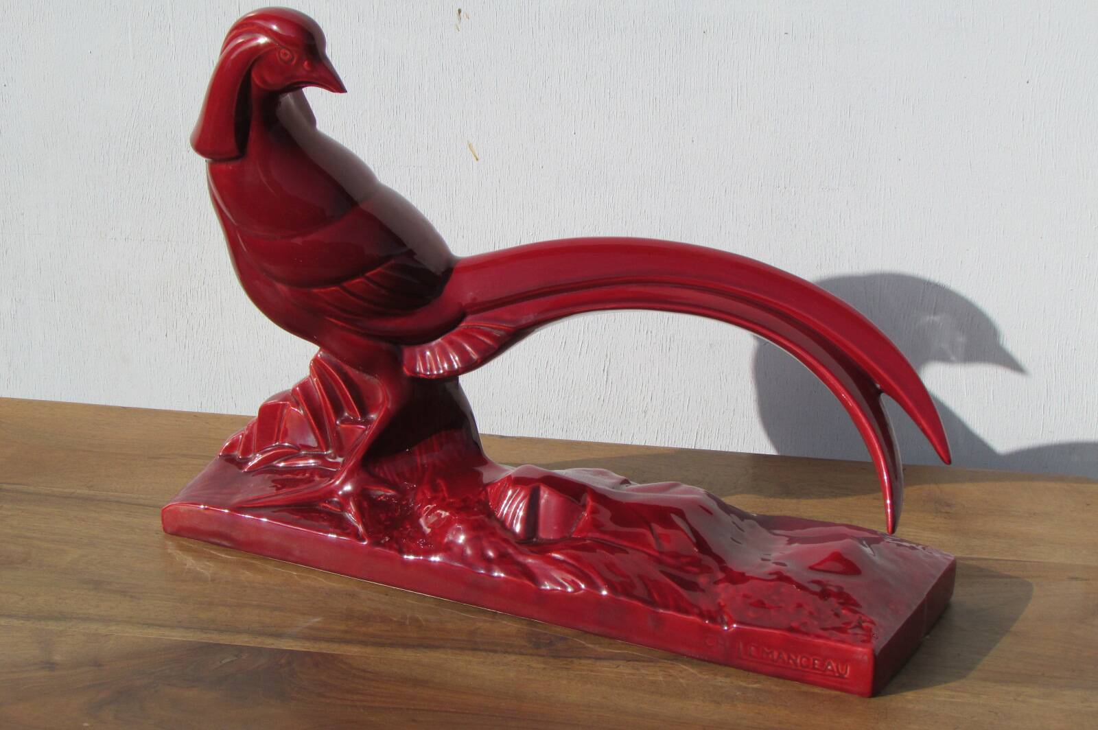 Figurine: the pheasant Ch.Lemanceau, burgundy ceramic, 1930s