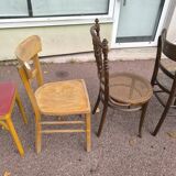 set of 6 mismatched vintage bistro chairs - wood