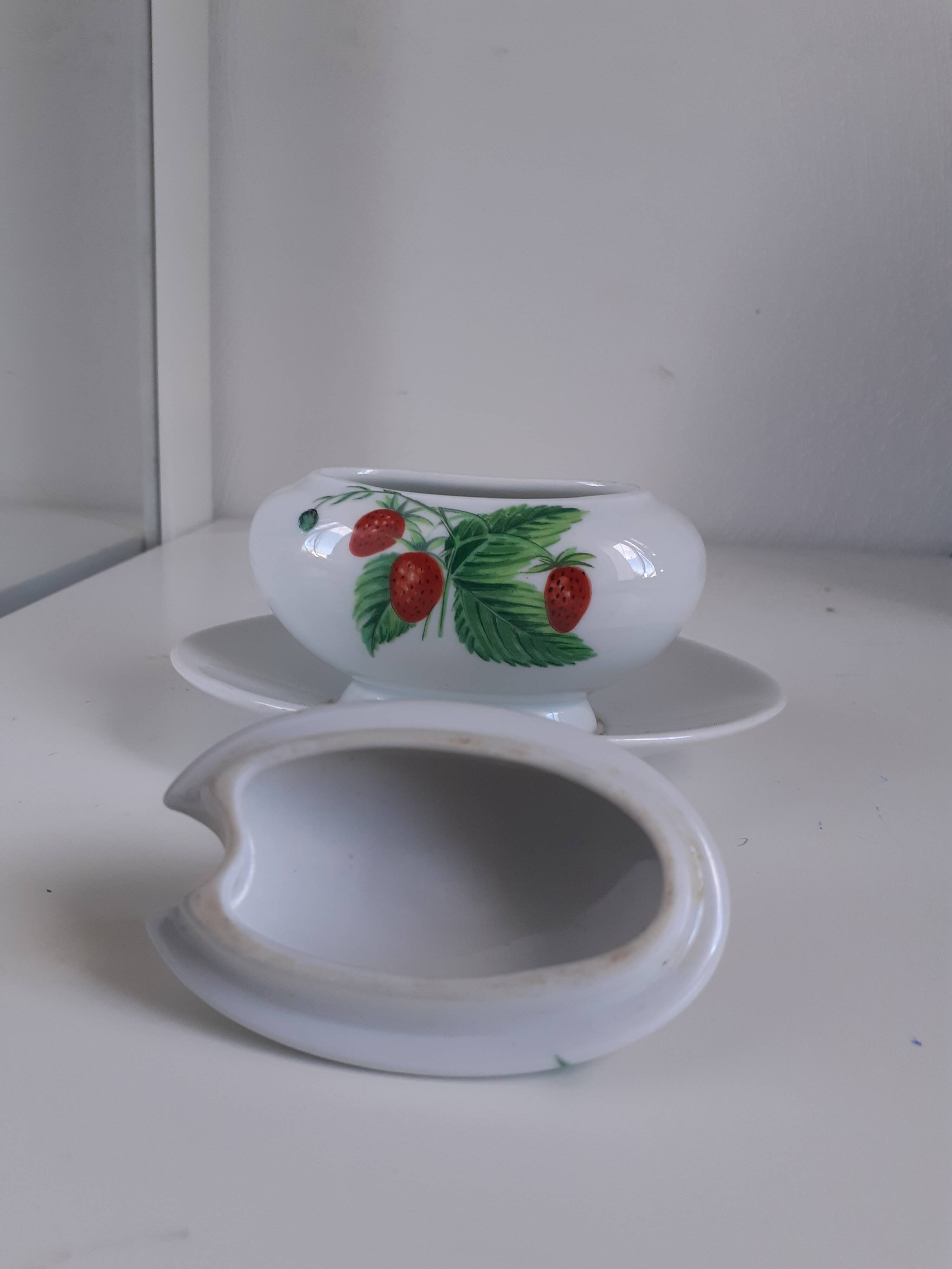 MUSTARD POT PORCELAIN FROM PARIS decor Wild Fruits