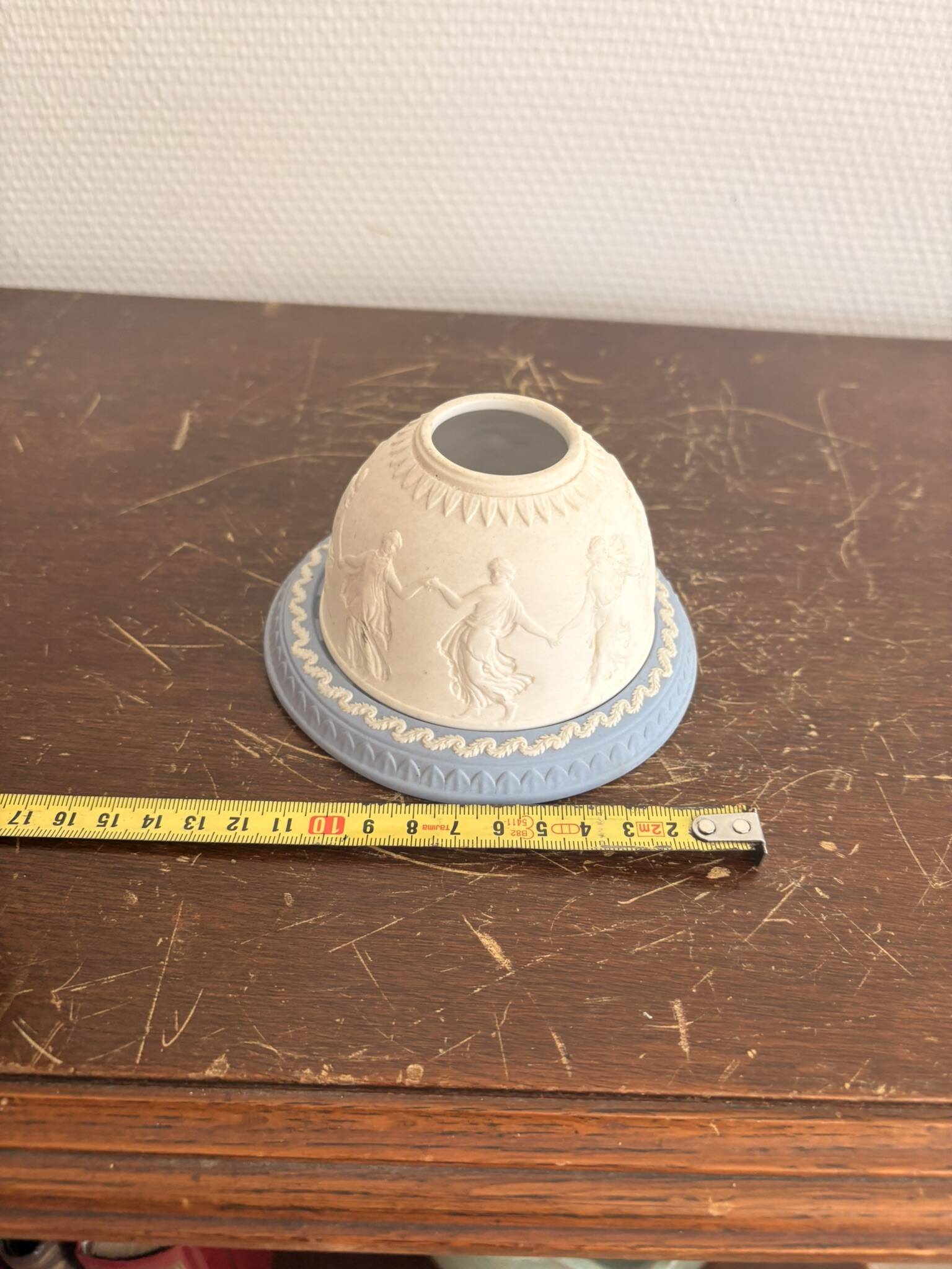 Wedgwood Blue and White Jasperware Candle Holder Vintage English Ceramics