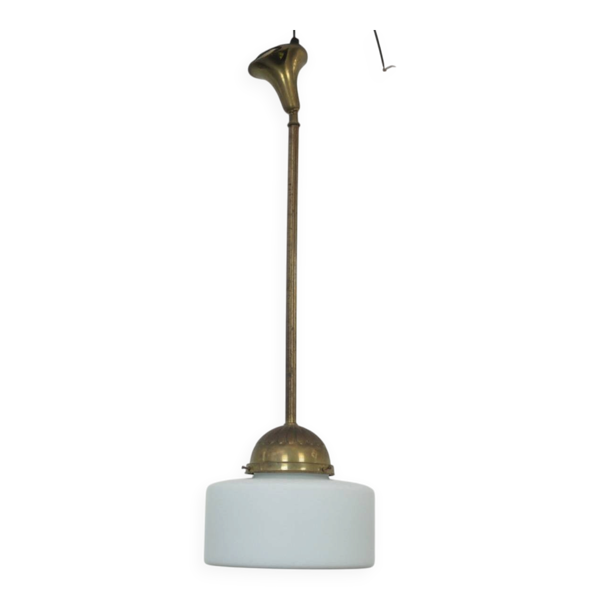 Suspension vintage classique en verre et laiton
