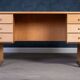 Vintage Oak Desk by Henning Jensen & Torben Valeur for Dyrlund, Denmark, 1960s