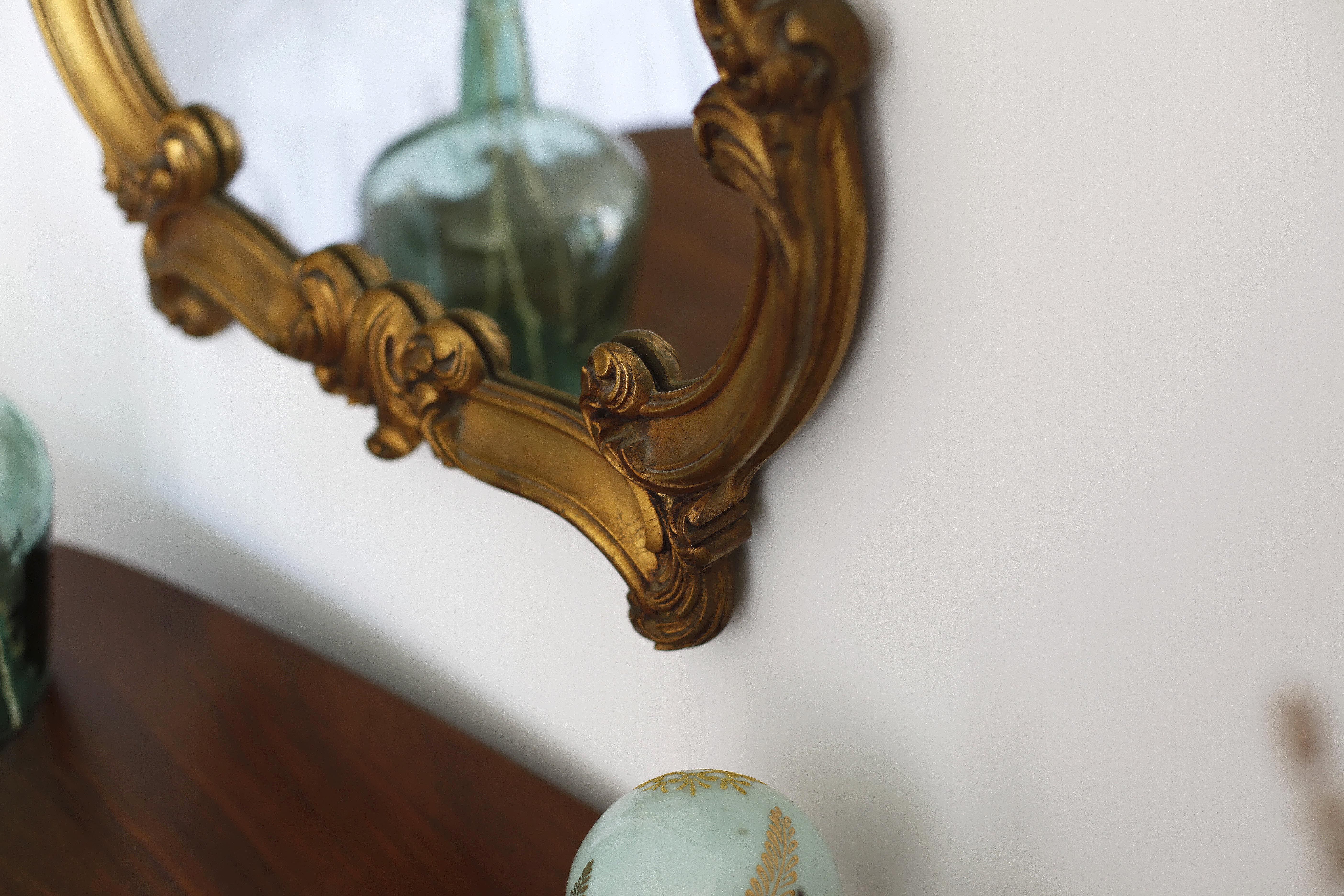 Antique golden shell mirror