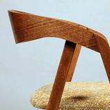 Oak wood Dining Chairs Yellow Vintage Upholstery, personalize option, HoReCa spaces