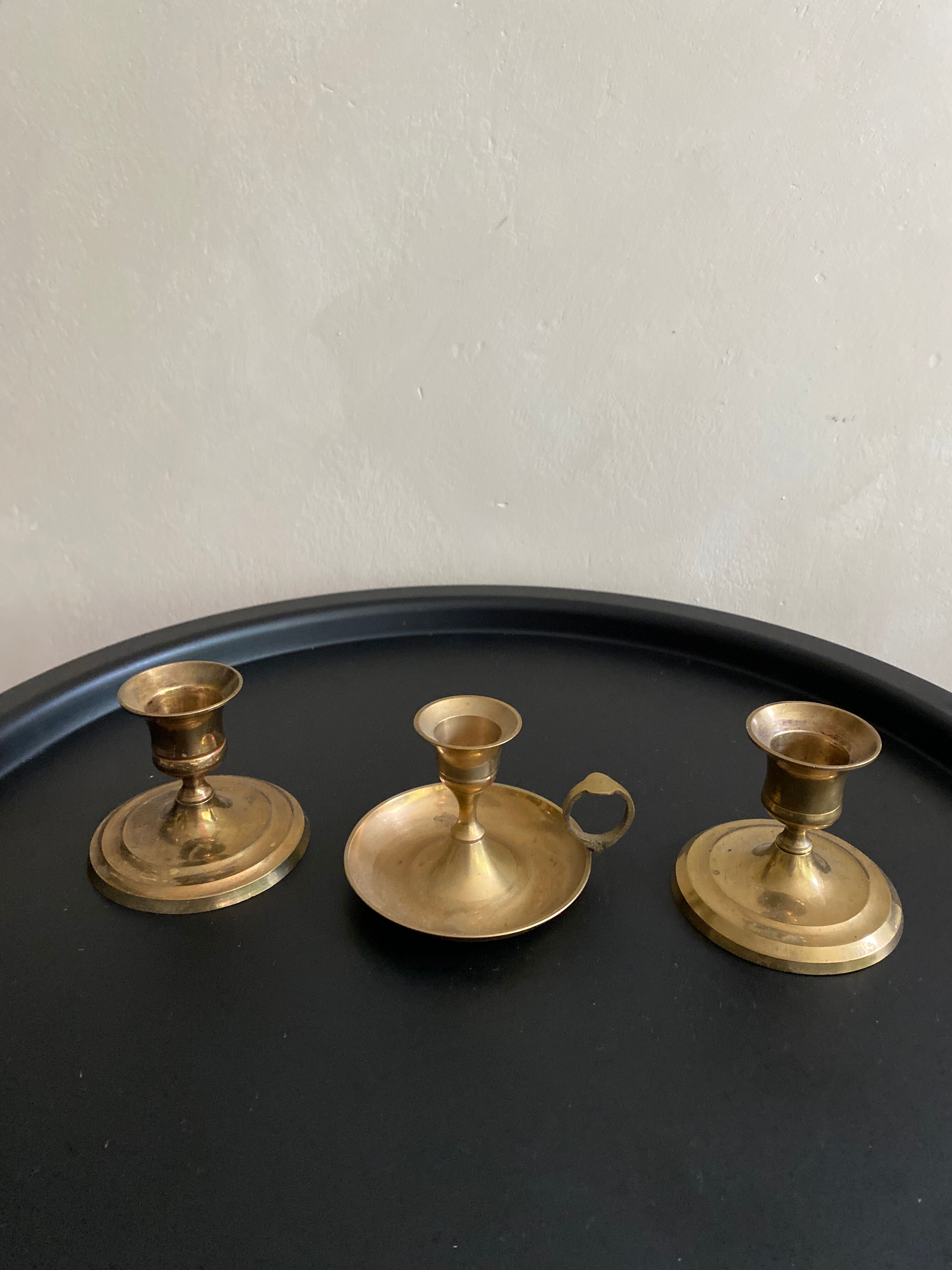 Set of 5 antique brass candlesticks – Napoleon III style / Rat de c