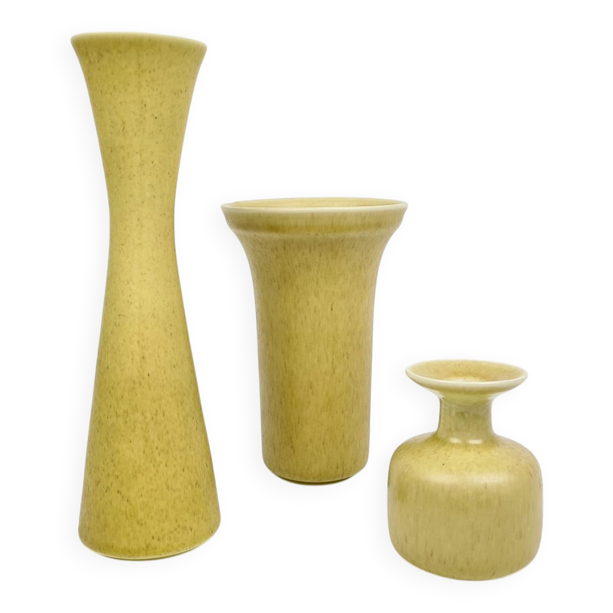 Mid-century modern set of 3 ceramic vases by Rörstrand, Gunnar Nylund, Sweden.