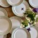 Set of 12 white, mint and gold flat plates, Mosèle de Lunéville