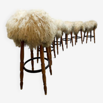 Vintage sheepskin barstools