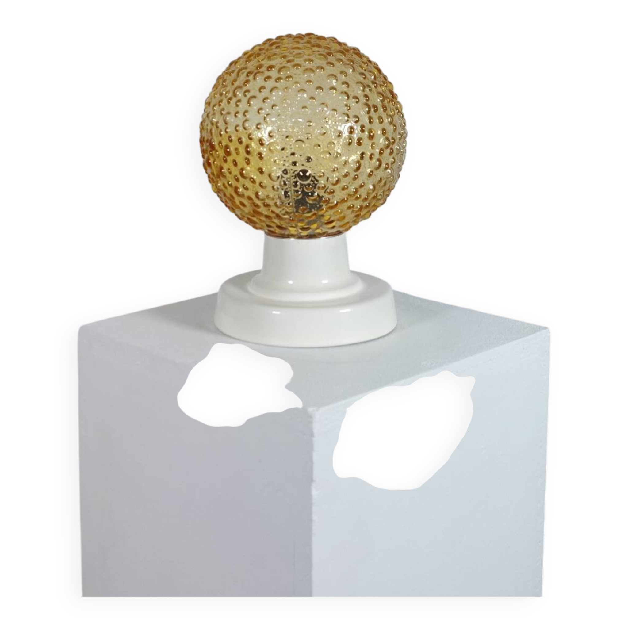 Vintage table lamp in aluminium and pressed bubble glass.