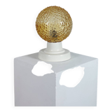 Lampe de table vintage en aluminium et verre à bulles pressées