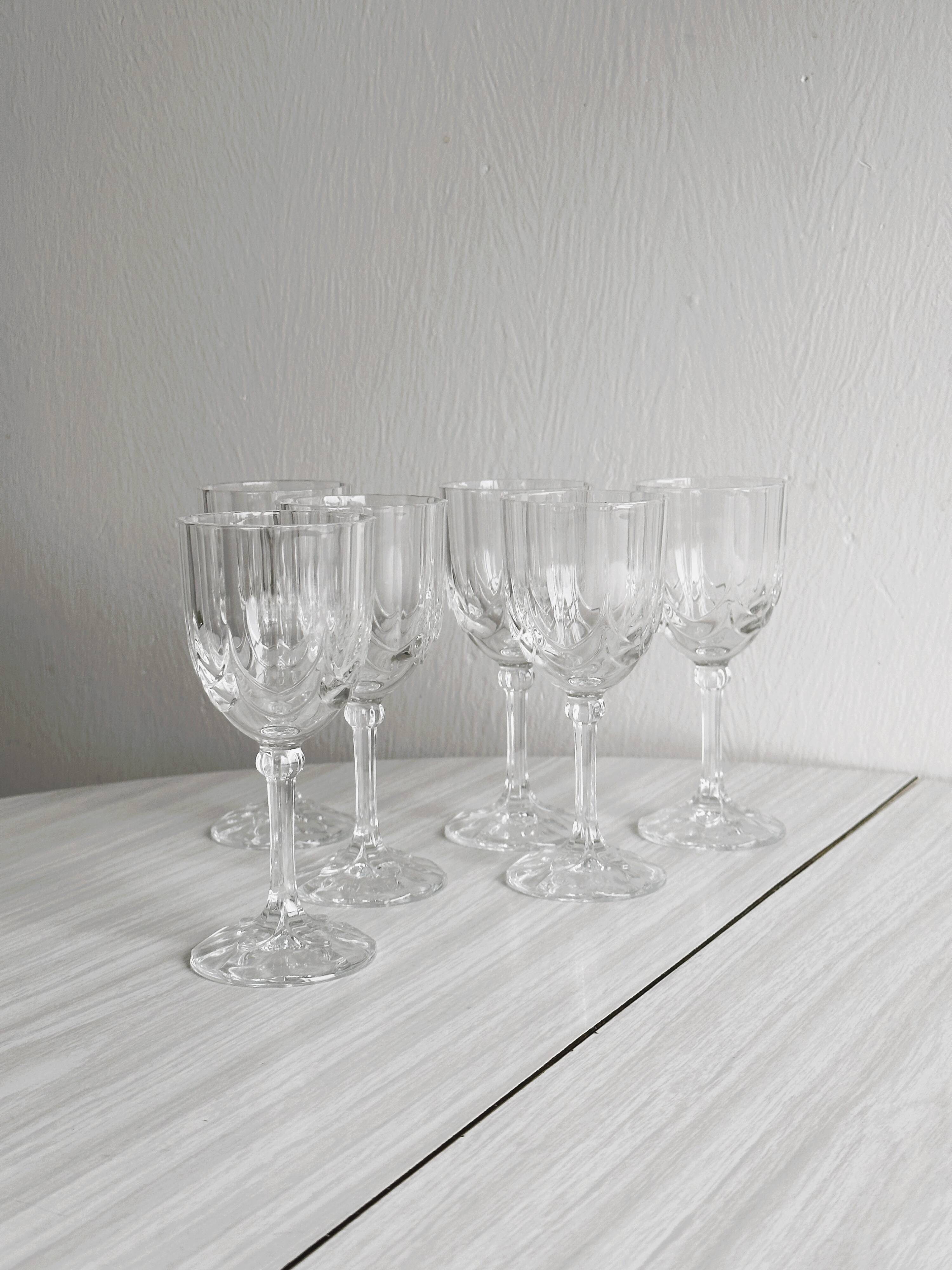 6 Vintage Clear Glass Shot Glasses
