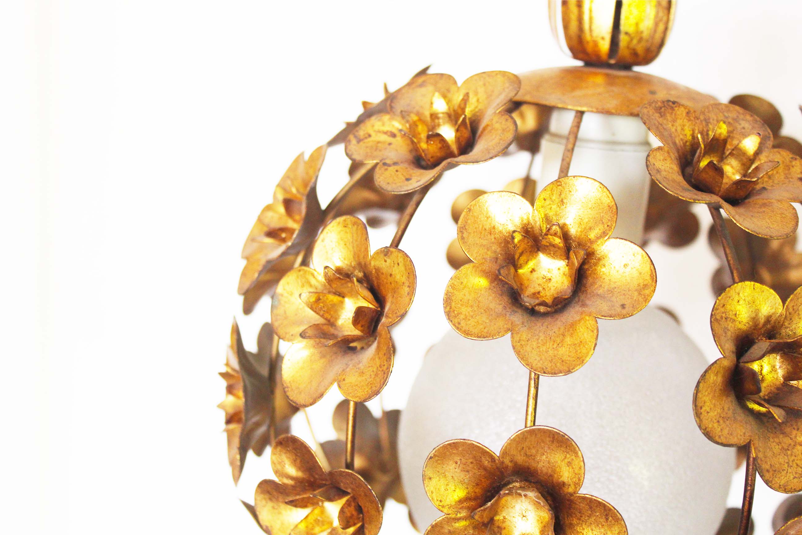 Lustre italien doré 'Floral' par Biasca