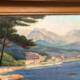 MANANT JEAN BAPTISTE OIL PAINTING SIGNED. SMALL MEDITERRANEAN PORT COTE D'AZUR