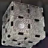Glass faceted cube chandelier by Jaroslav Bejvl for Kamenicky Senov, year 1968