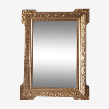 Miroir ancien à crêtes en bois doré 72x96cm